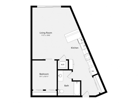 a floor plan of a house with a wedge shaped floor plan to show the floor